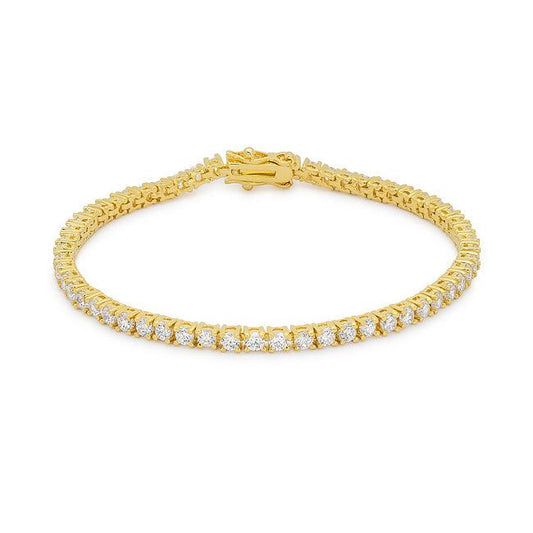 Goldtone Finish Victorian Cubic Zirconia Tennis 8 Inch Bracelet - Flyclothing LLC