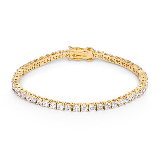 Goldtone Finish Victorian Cubic Zirconia Tennis 7 Inch Bracelet - Flyclothing LLC