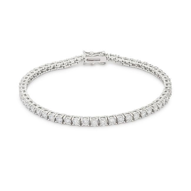 Silvertone Finish Victorian Cubic Zirconia Tennis 8 Inch Bracelet - Flyclothing LLC