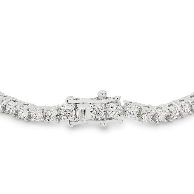 Silvertone Finish Victorian Cubic Zirconia Tennis 8 Inch Bracelet - Flyclothing LLC