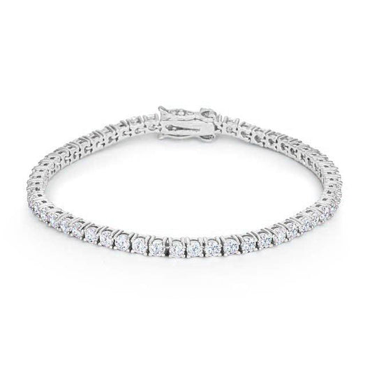 Silvertone Finish Victorian Cubic Zirconia Tennis 7 Inch Bracelet - Flyclothing LLC