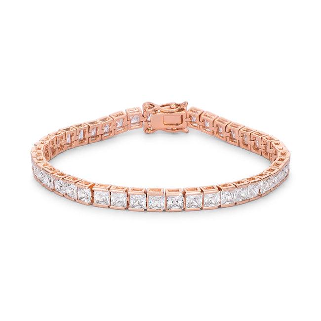 9.7Ct Princess Cut 7in CZ Rose Gold Bracelet - Flyclothing LLC