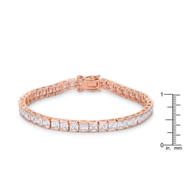 9.7Ct Princess Cut 7in CZ Rose Gold Bracelet - Flyclothing LLC