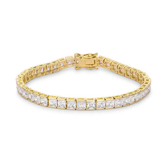 Princess Cut CZ Gold Tone Tennis Bracelet - Flyclothing LLC