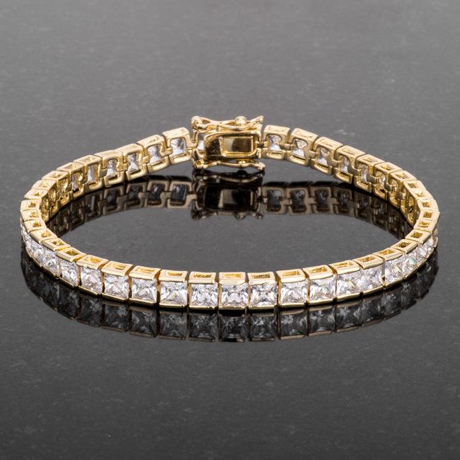 Princess Cut CZ Gold Tone Tennis Bracelet - Flyclothing LLC