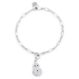 Snowman 0.2ct CZ Rhodium Holiday Charm Bracelet - Flyclothing LLC