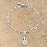 Snowman 0.2ct CZ Rhodium Holiday Charm Bracelet - Flyclothing LLC