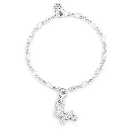 Rudy 0.25ct CZ Rhodium Reindeer Charm Bracelet - Flyclothing LLC