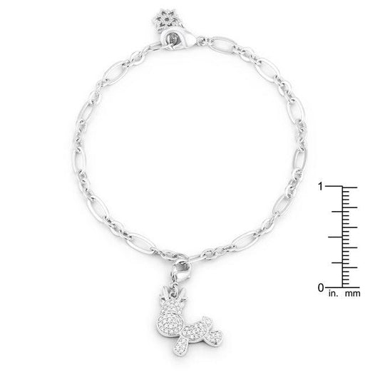 Rudy 0.25ct CZ Rhodium Reindeer Charm Bracelet - Flyclothing LLC