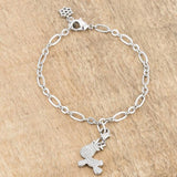 Rudy 0.25ct CZ Rhodium Reindeer Charm Bracelet - Flyclothing LLC