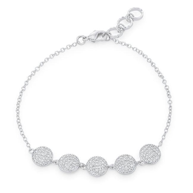 Carol 0.8ct CZ Rhodium Pave Disc Bracelet - Flyclothing LLC