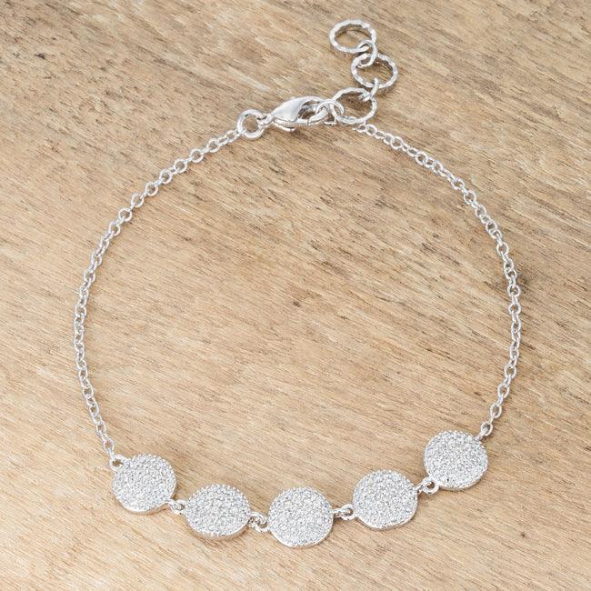 Carol 0.8ct CZ Rhodium Pave Disc Bracelet - Flyclothing LLC