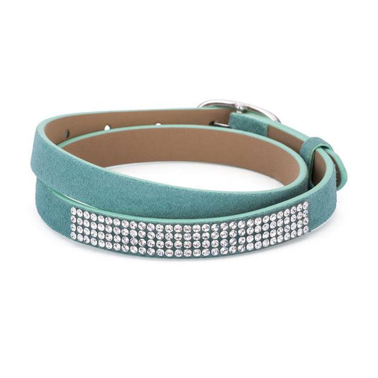 Stylish Turquoise Colored Wrap Bracelet with Crystals - Flyclothing LLC