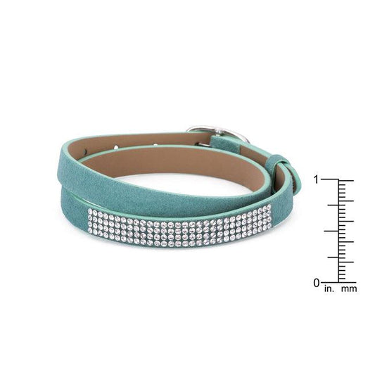 Stylish Turquoise Colored Wrap Bracelet with Crystals - Flyclothing LLC