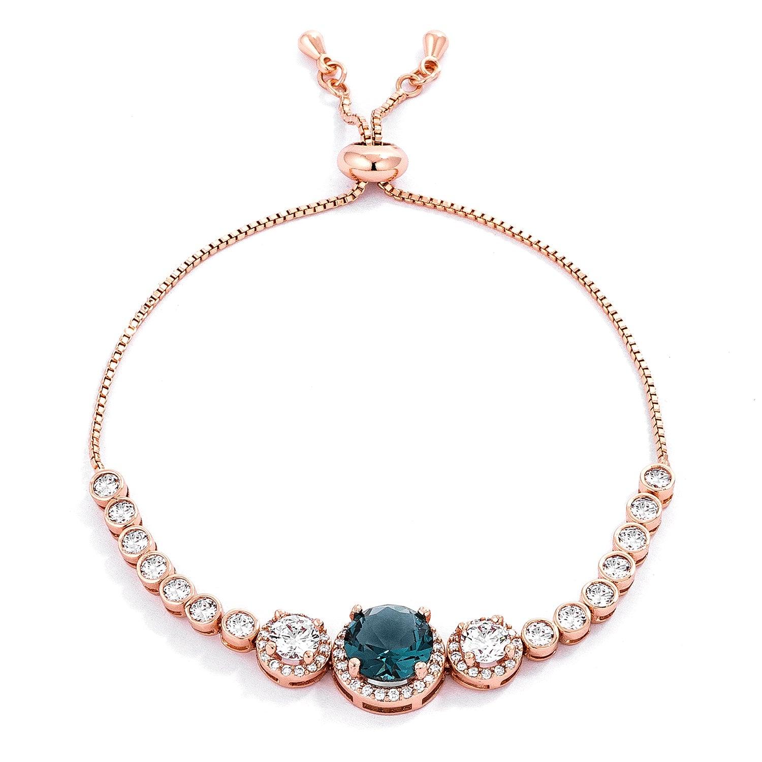 Adjustable Rose Gold Plated Graduated CZ Bolo Style Tennis Bracelet - Flyclothing LLC