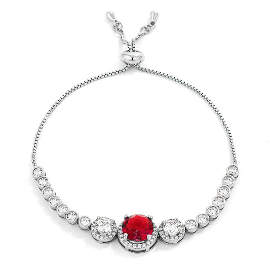 Ruby Red and Clear Graduated CZ Bolo Style Tennis Bracelet - Flyclothing LLC