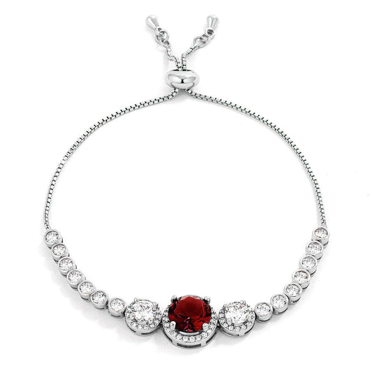 Deep Red and Clear CZ Bolo Style Tennis Bracelet - Flyclothing LLC