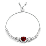 Deep Red and Clear CZ Bolo Style Tennis Bracelet - Flyclothing LLC