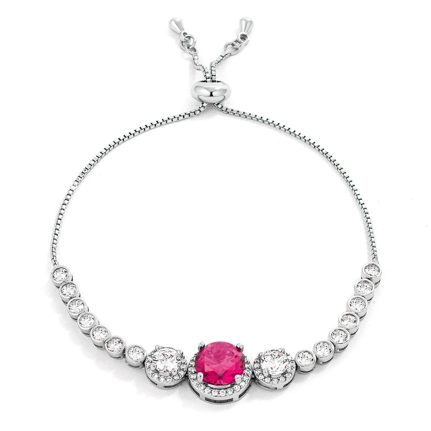 Adjustable Graduate Fuchsia & Clear CZ Bolo Style Tennis Bracelet - Flyclothing LLC