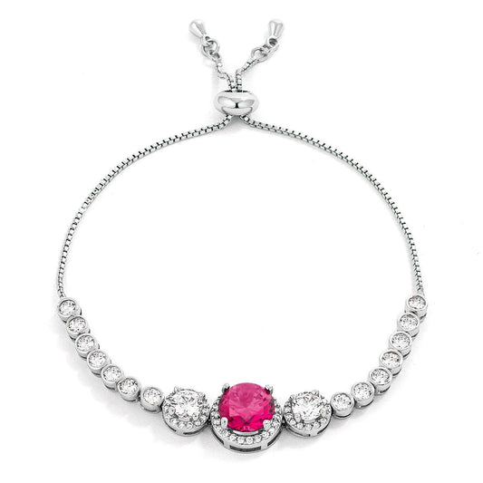 Adjustable Graduate Fuchsia & Clear CZ Bolo Style Tennis Bracelet - Flyclothing LLC