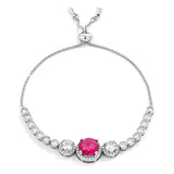 Adjustable Graduate Fuchsia & Clear CZ Bolo Style Tennis Bracelet - Flyclothing LLC