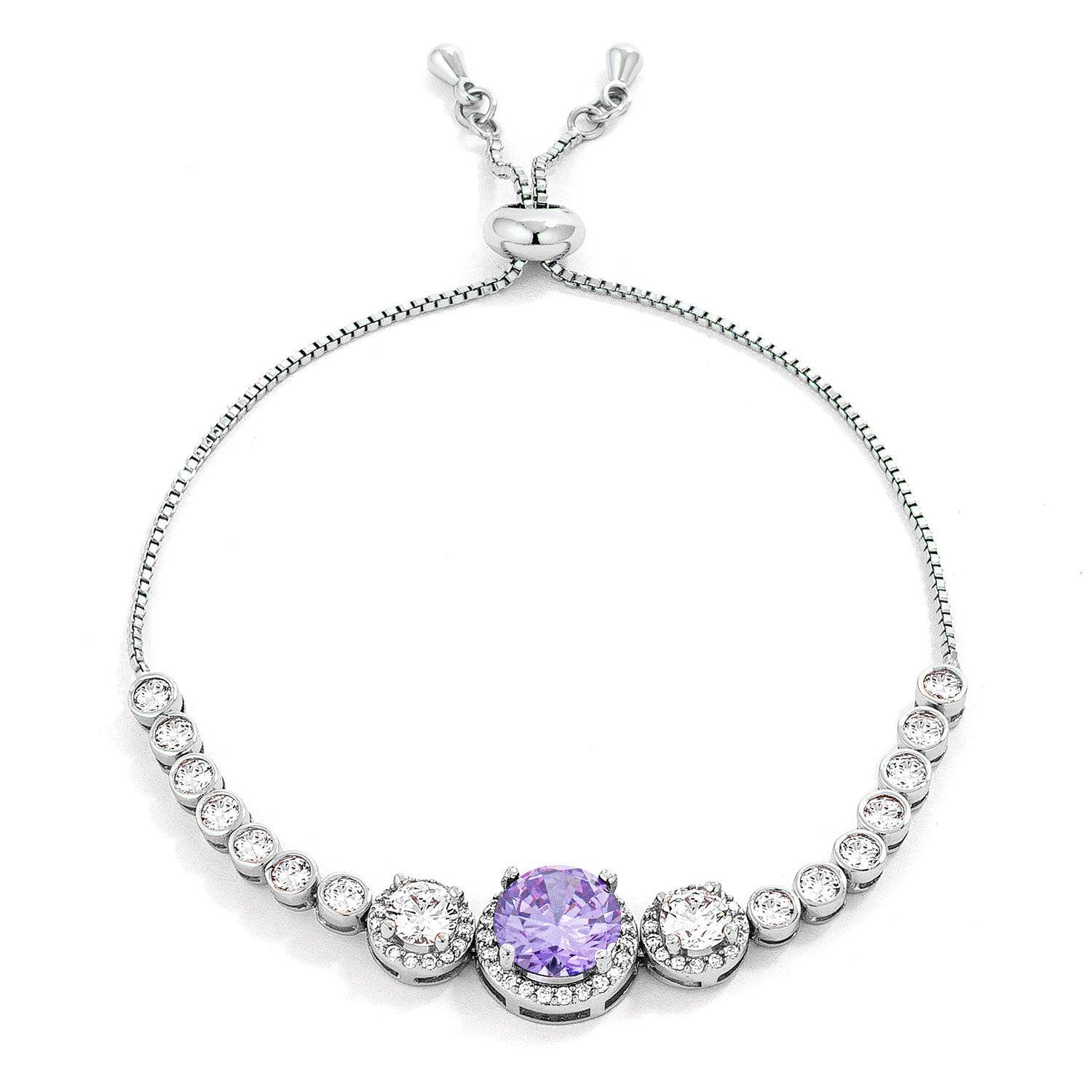 Graduated Lavender & Clear CZ Bolo Style Tennis Bracelet - Flyclothing LLC