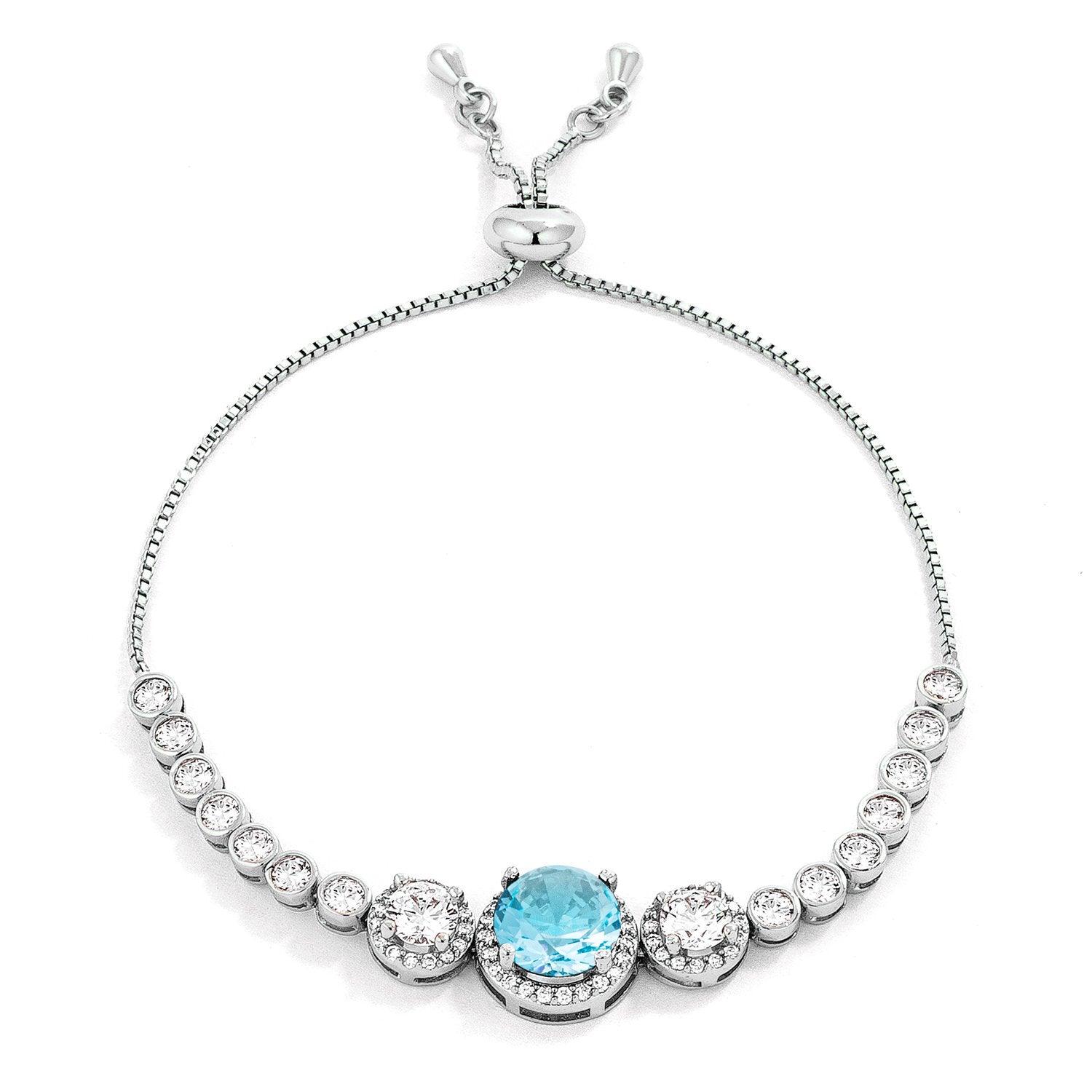 Graduated Light Aqua & Clear CZ Bolo Style Tennis Bracelet - Flyclothing LLC