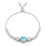 Graduated Light Aqua & Clear CZ Bolo Style Tennis Bracelet - Flyclothing LLC