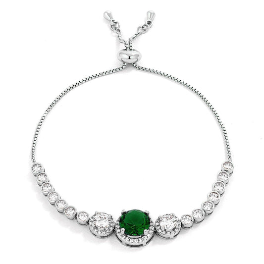 Adjustable Graduated Emerald Green & Clear CZ Bolo Style Tennis Bracelet - Flyclothing LLC