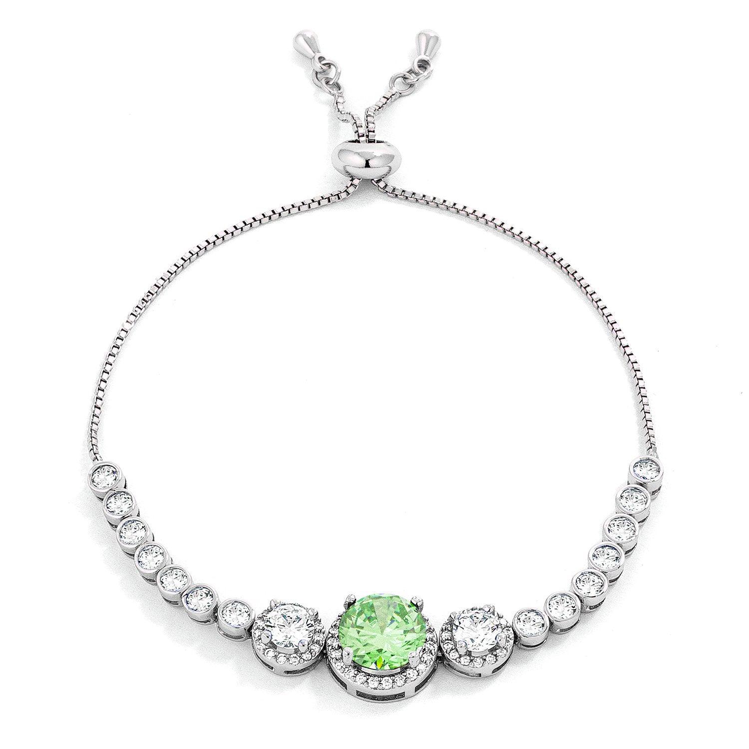 Adjustable Light Green & Clear CZ Bolo Style Tennis Bracelet - Flyclothing LLC