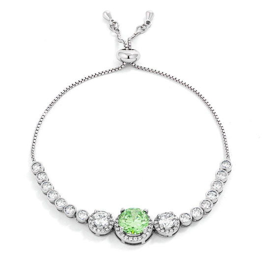 Adjustable Light Green & Clear CZ Bolo Style Tennis Bracelet - Flyclothing LLC