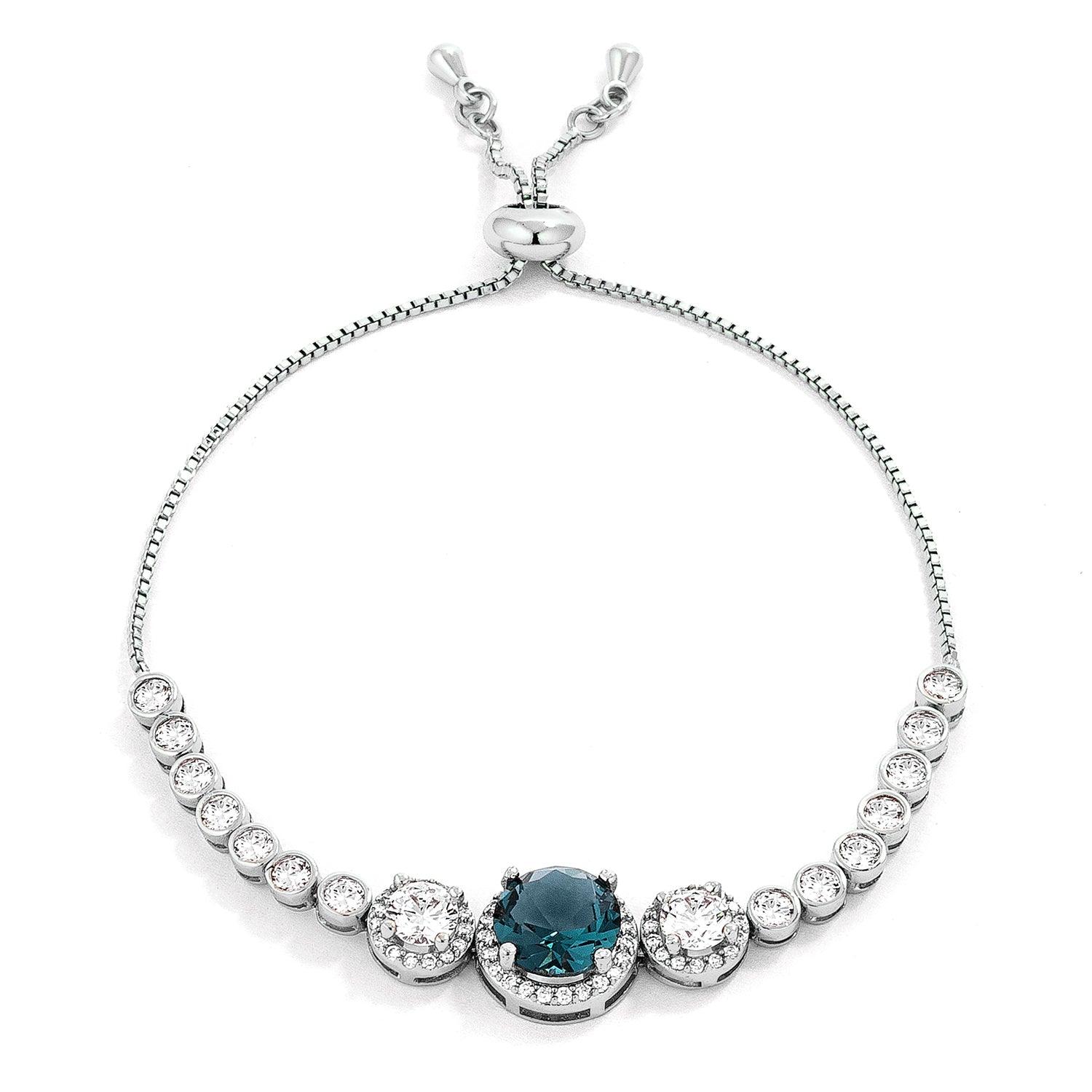 Adjustable Rhodium Plated Graduated CZ Bolo Style Tennis Bracelet - Flyclothing LLC