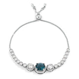 Adjustable Rhodium Plated Graduated CZ Bolo Style Tennis Bracelet - Flyclothing LLC