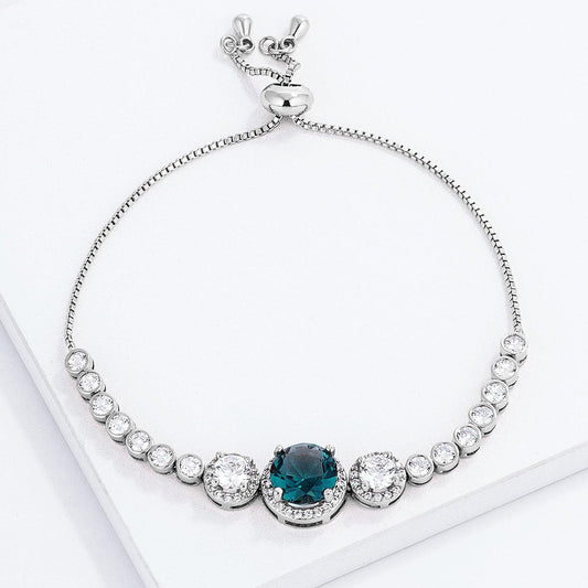 Adjustable Rhodium Plated Graduated CZ Bolo Style Tennis Bracelet - Flyclothing LLC