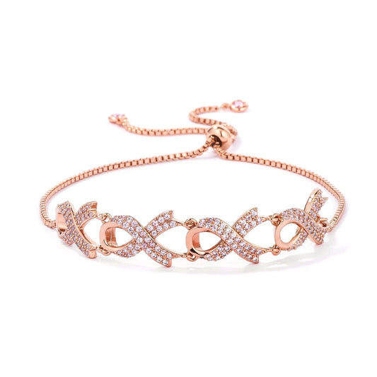 Rose Gold Plated Pink Ribbon Bracelet - Flyclothing LLC