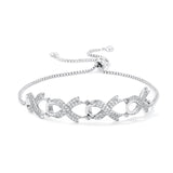 Rhodium Plated Pave CZ Ribbon Bracelet - Flyclothing LLC