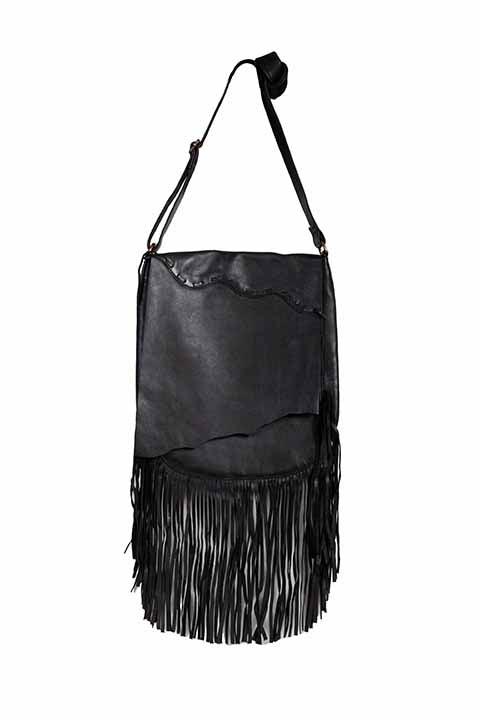 Scully Leather 100% Leather Handbag Fringe/Lace Black Handbag - Flyclothing LLC