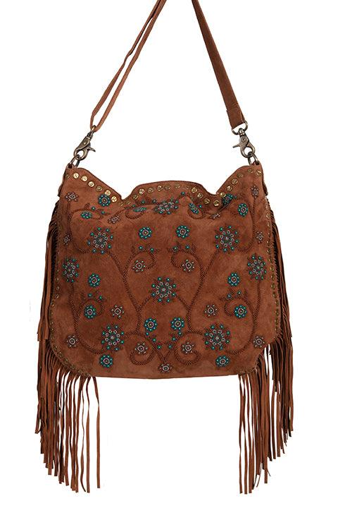 Scully HANDBAG FRINGE/BEADED HANDBAG BROWN - Flyclothing LLC