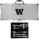 Washington Huskies 8 pc Stainless Steel BBQ Set w/Metal Case - Flyclothing LLC