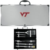 Virginia Tech Hokies 8 pc Stainless Steel BBQ Set w/Metal Case - Flyclothing LLC