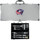 Columbus Blue Jackets® 8 pc Stainless Steel BBQ Set w/Metal Case - Flyclothing LLC