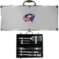 Columbus Blue Jackets® 8 pc Stainless Steel BBQ Set w/Metal Case - Flyclothing LLC