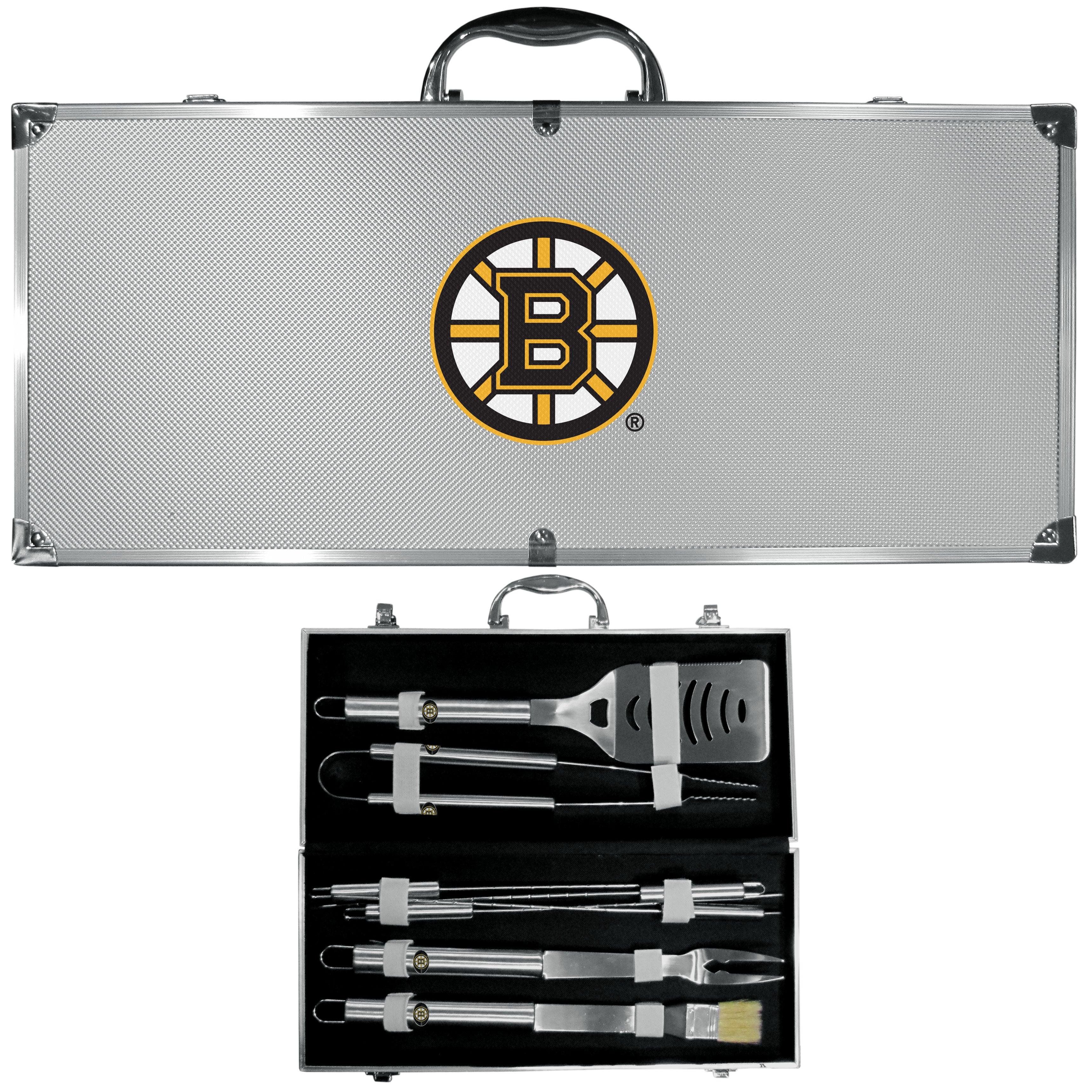 Boston Bruins® 8 pc Stainless Steel BBQ Set w/Metal Case - Flyclothing LLC