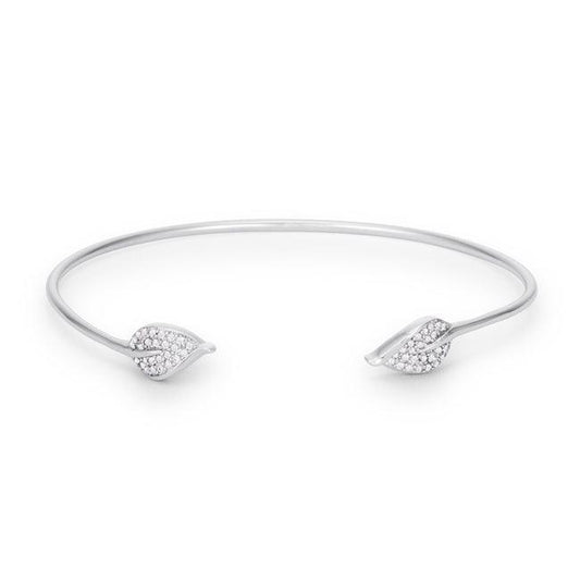 Trendy Rhodium Bracelet with Clear Cubic Zirconia Accents - Flyclothing LLC