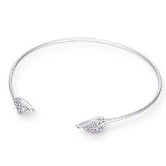 Trendy Rhodium Bracelet with Clear Cubic Zirconia Accents - Flyclothing LLC