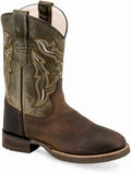 Old West Brown Youth Square Round Toe Boots - Old West