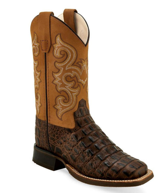 Old West Brown Gator Print Youth Gator Print Boots - Old West