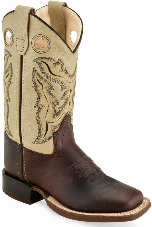 Old West Oiled Rust Oyester Youth Square Toe Boots - Old West