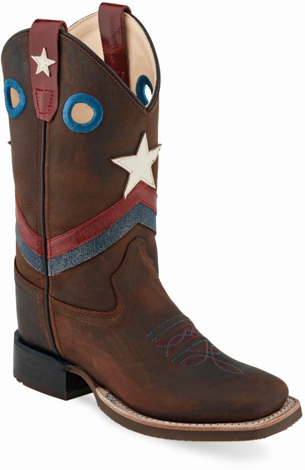 Old West Brown Childrens Square Toe Boots - Old West