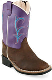 Old West Brown Purple Toddler Square Toe Boots - Old West